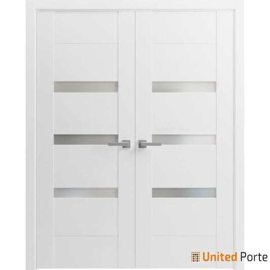 Sete 6900 White Silk French Double Door with Opaque Glass